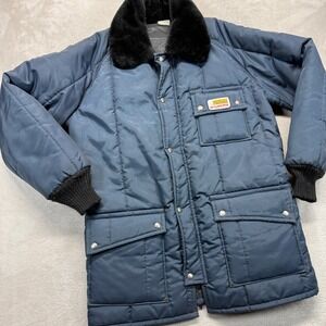 Vintage Walls Blizzard Pruf Jacket Mens Large Blue Insulated Quilted Snap USA